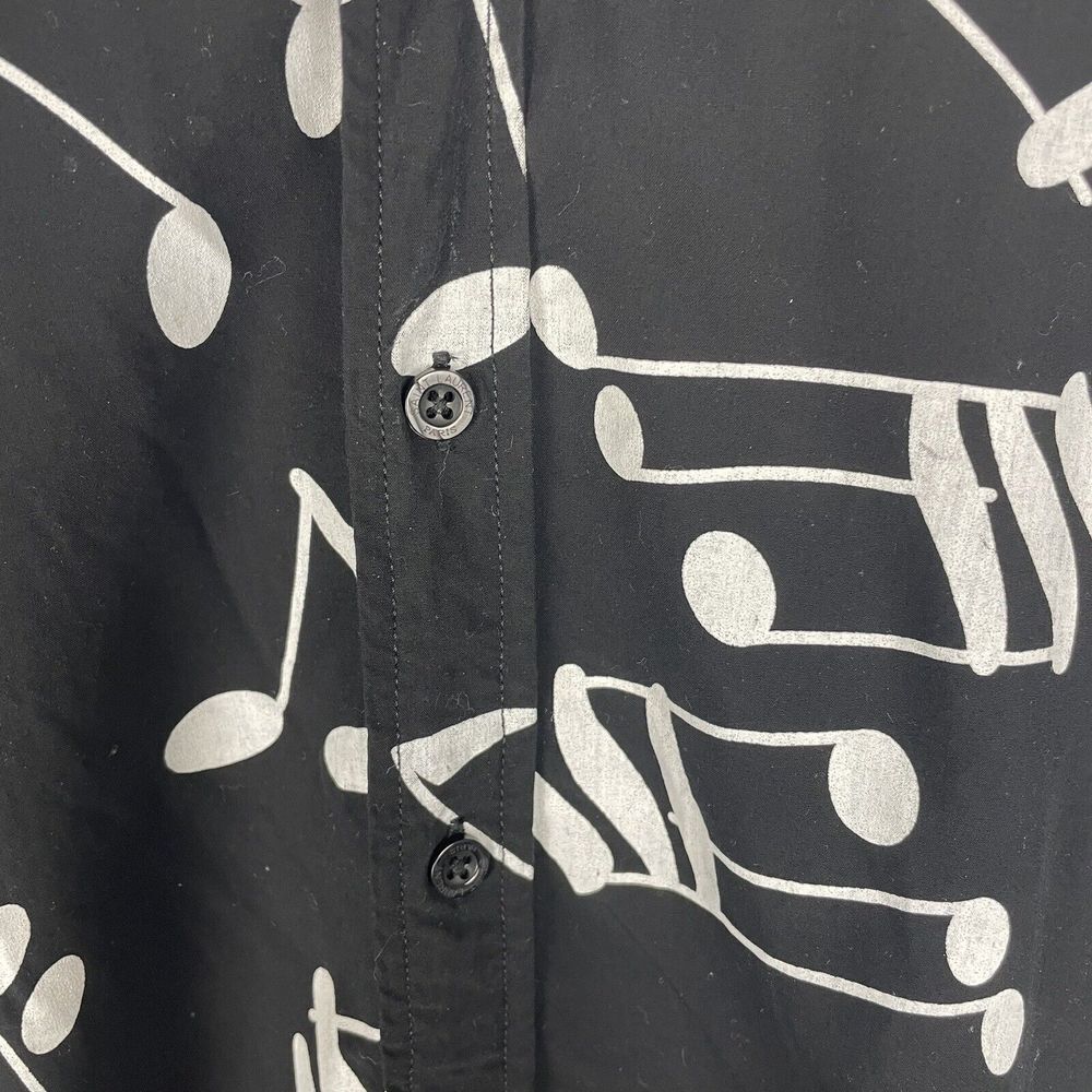 Saint Laurent Black Button-Down Shirt with White Music Note Print - Picture 4 of 7